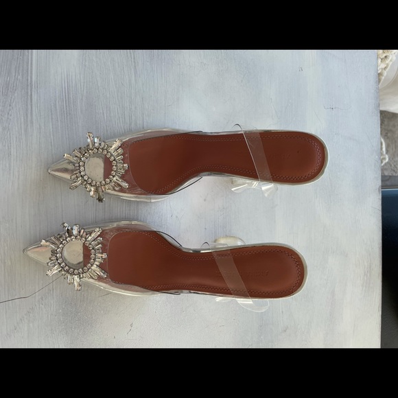 ❌SOLD❌Amina Muaddi Clear Begum Glass Pvc Crystal Transparent Slingback Sandal - Picture 8 of 16